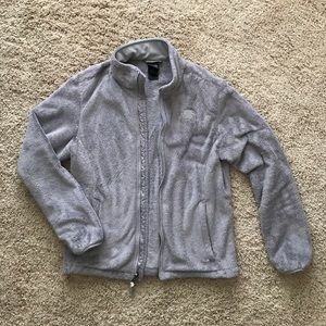 Grey North Face fuzzy jacket